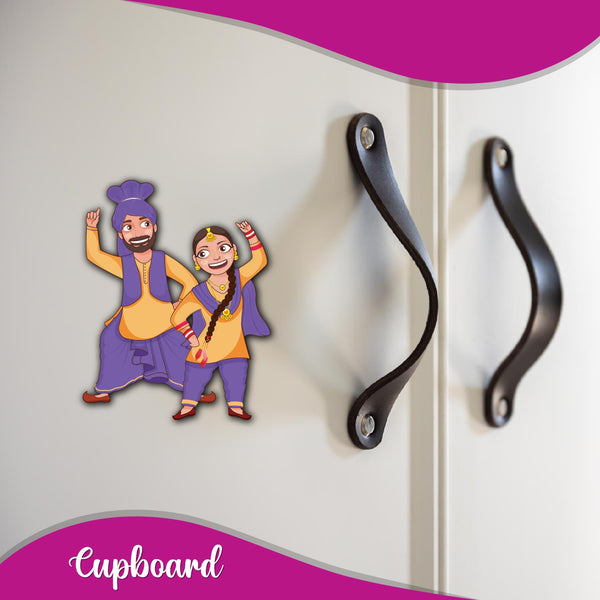 Locally crafted punjabi couple fridge magnet perfect for couples