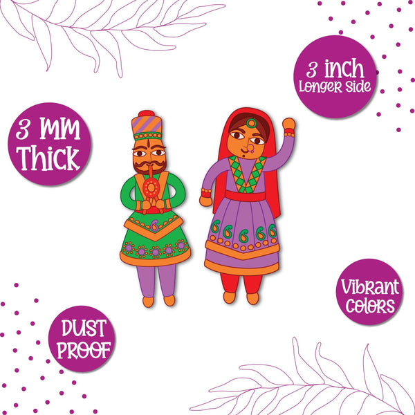 Unique love themed rajasthani couple fridge magnet with premium finish