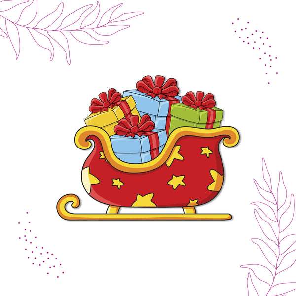 Durable laser-cut sleigh fridge magnet perfect for holiday gifts
