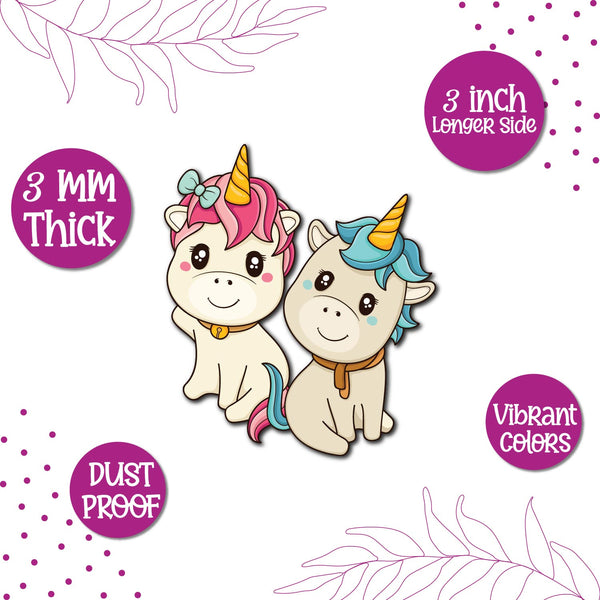 Unique love themed unicorn couple fridge magnet with premium finish