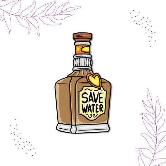 Close-up of a detailed whiskey bottle magnet.