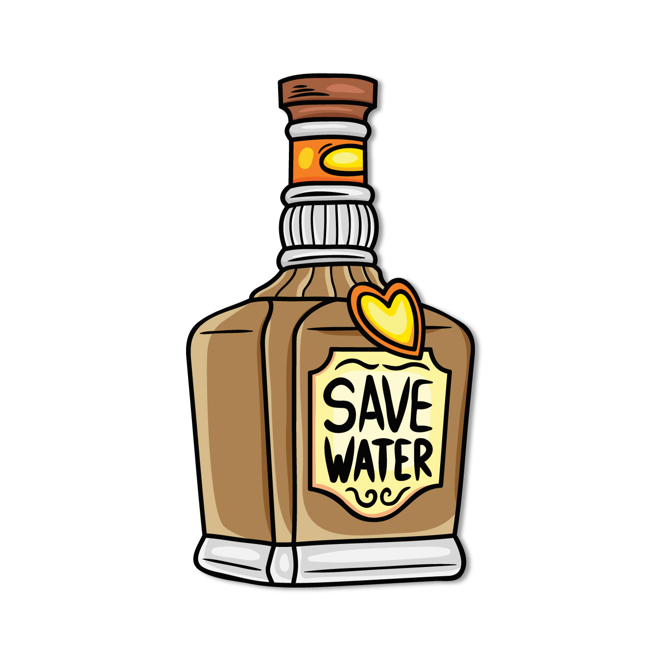 A creative alcohol-themed magnet for a refrigerator.