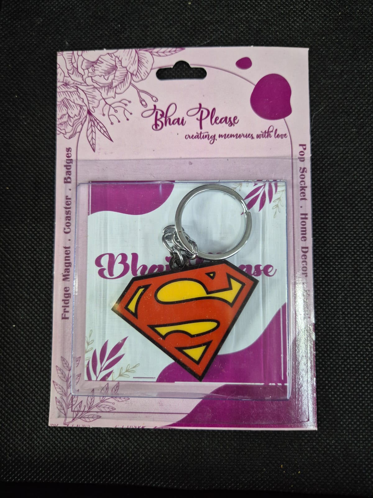 Superman Wooden Keychain