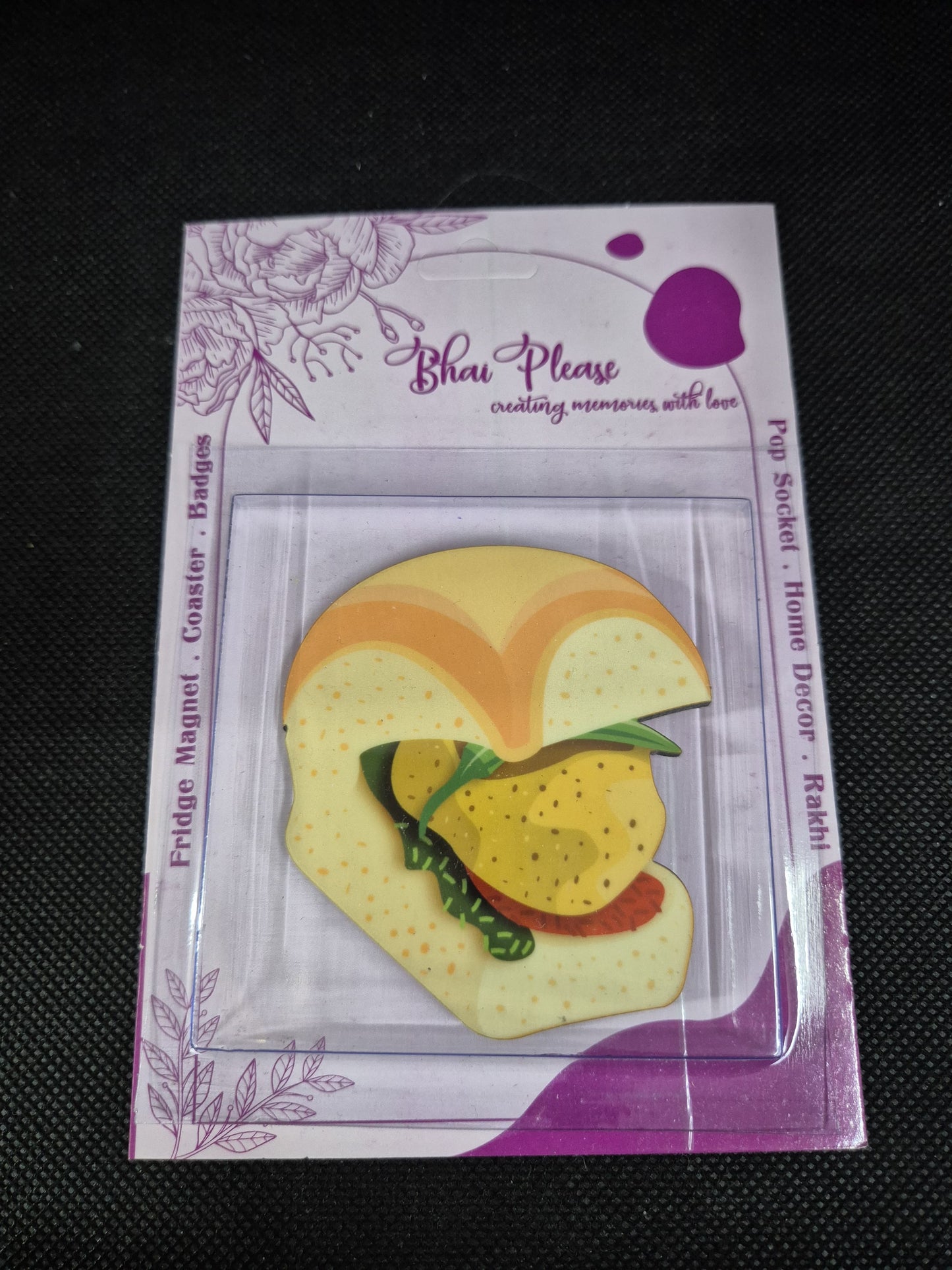 Fun quirky vada pav fridge magnet