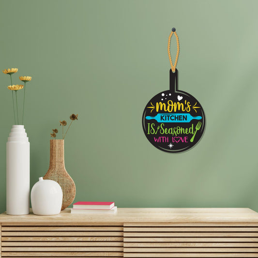 Mom's Kitchen is seasoned with Love Wooden Wall Hanging