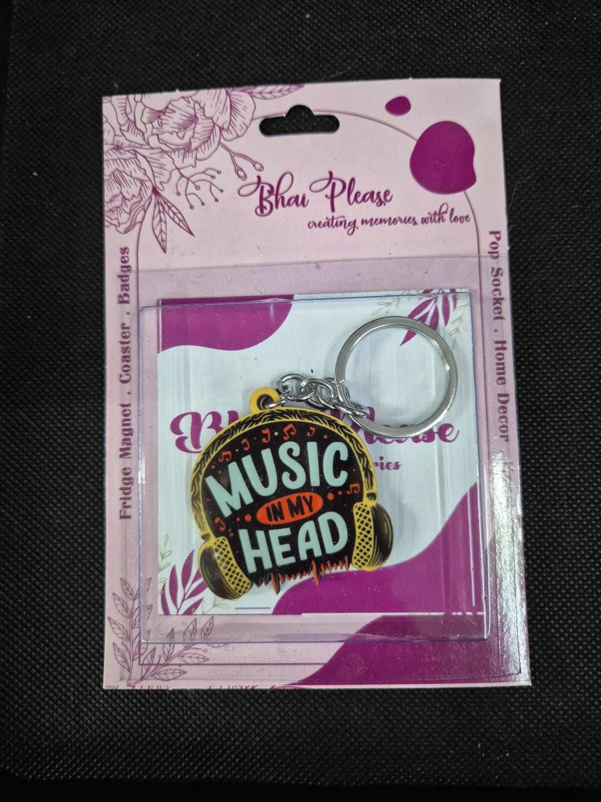 Music in my head Wooden Keychain