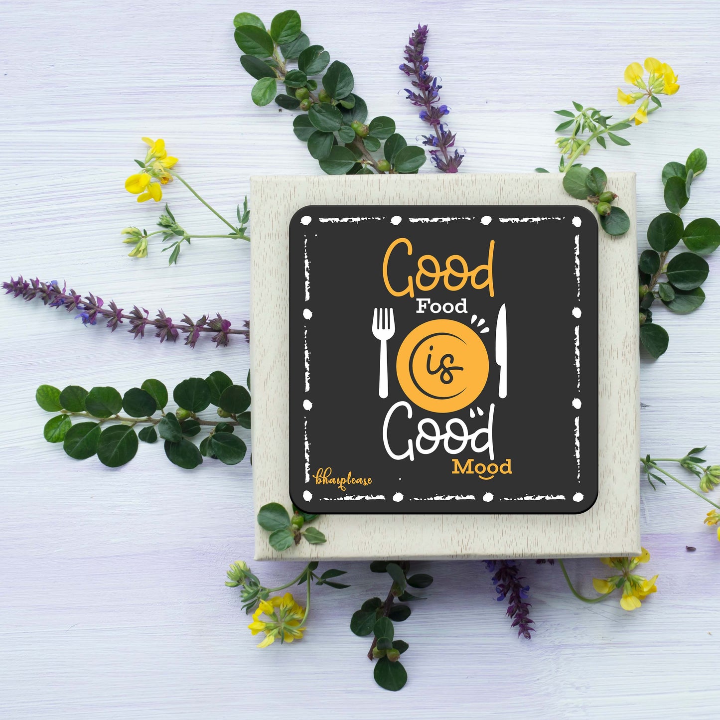 Good Food is Good Mood Wooden Coaster
