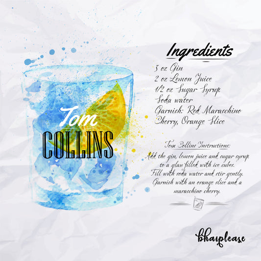 Tom Collins (White) Wooden Coaster