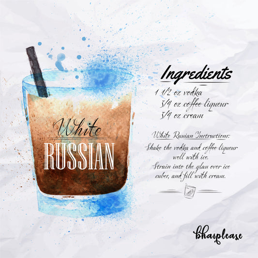 White Russian (White) Wooden Coaster