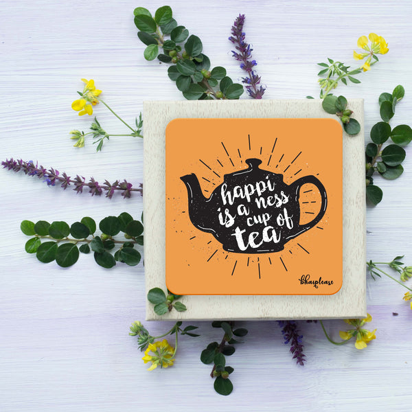 Happiness is a cup of tea Wooden Coaster