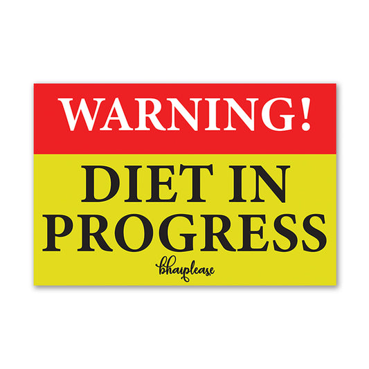 Warning Diet in Progress Wooden Fridge / Refrigerator Magnet