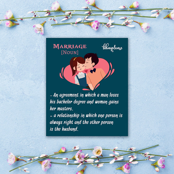 Marriage Noun Wooden Fridge / Refrigerator Magnet