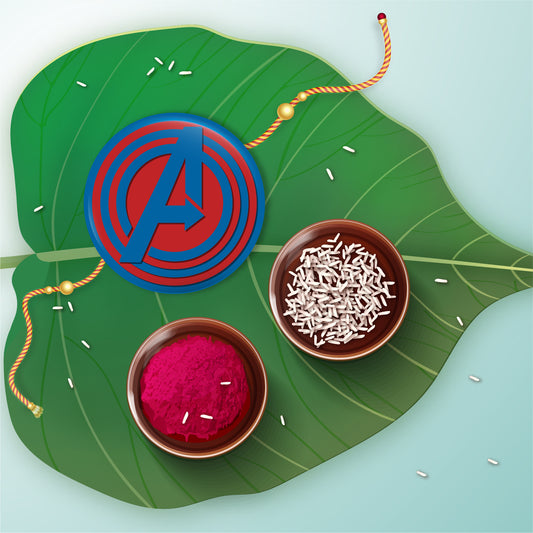 Avengers metal Rakhi with fridge magnet – Marvel superhero gift combo