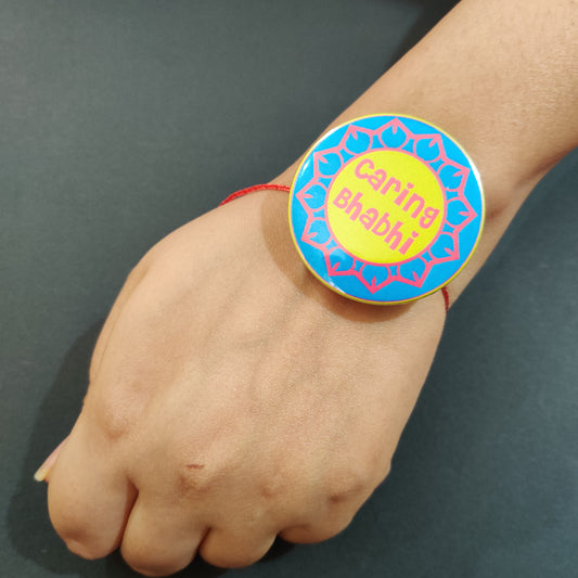 Caring Bhabhi Metal Rakhi/Lumba with Fridge Magnet