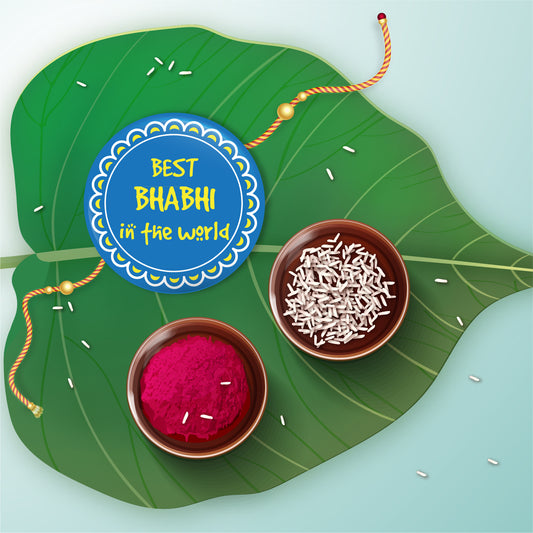 Worlds Best Bhabhi Metal Rakhi/Lumba with Fridge Magnet