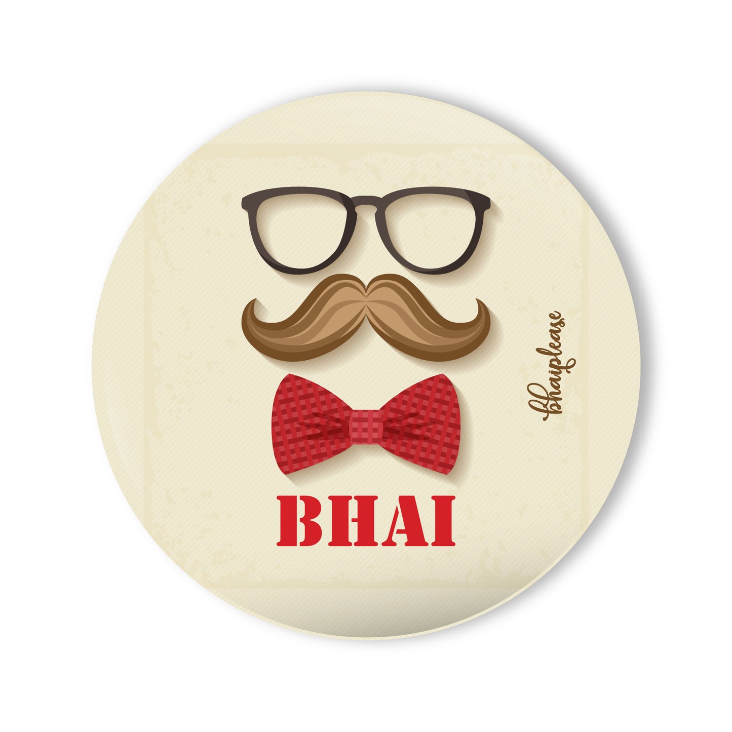 Mustache Bhai Round Fridge Magnet