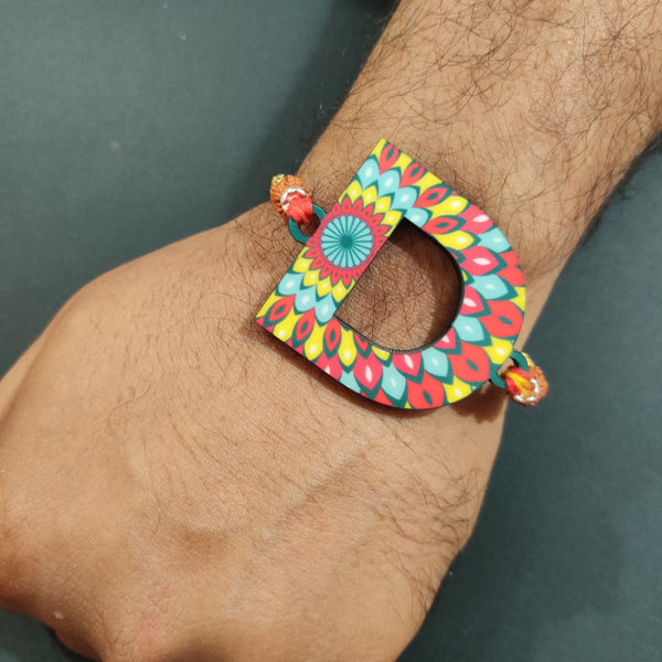 Alphabet D Wooden Rakhi