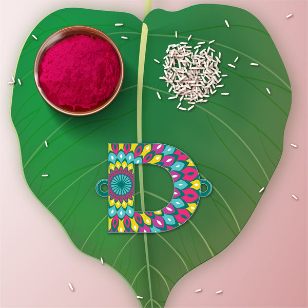 Alphabet D Wooden Rakhi