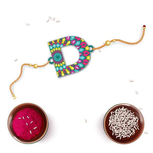 Alphabet D Wooden Rakhi