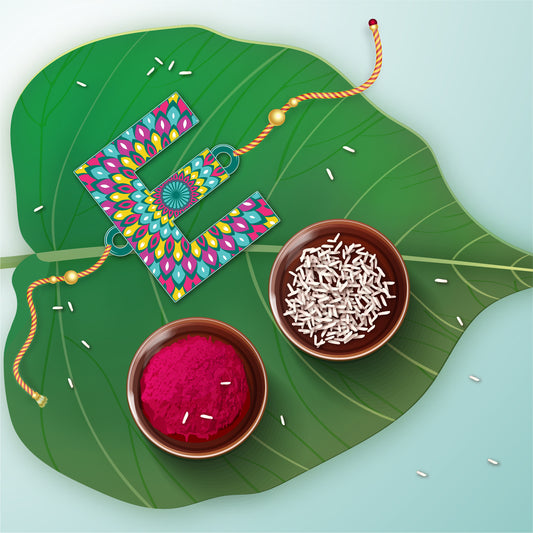 Alphabet E Wooden Rakhi