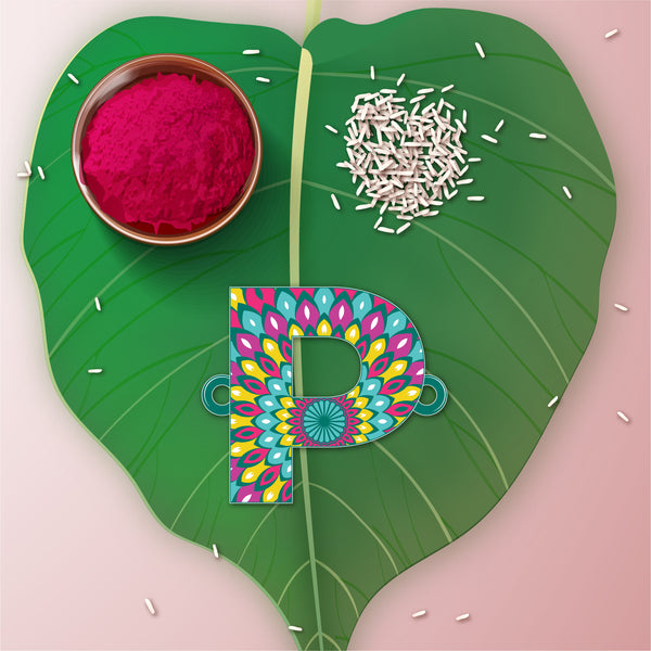 Alphabet P Wooden Rakhi