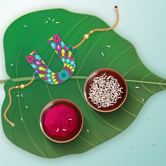 Alphabet U Wooden Rakhi