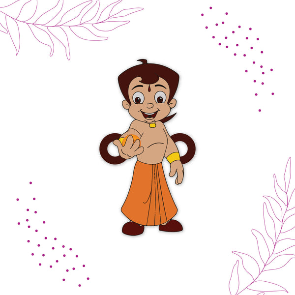Chota Bheem Wooden Rakhi with Rudraksha | Cartoon Rakhi for Bro | Shop Online India