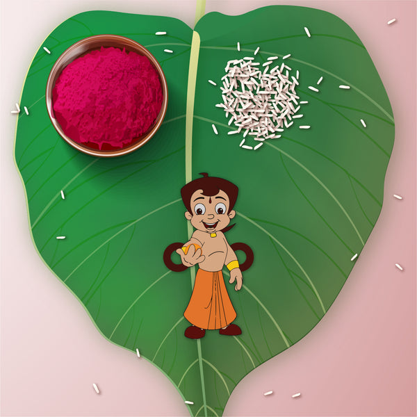 Chota Bheem Wooden Rakhi with Rudraksha | Cartoon Rakhi for Bro | Shop Online India