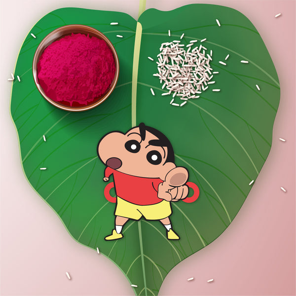 Close-up of the sacred Rudraksha beads on the thread of the Shinchan Rakhi.
