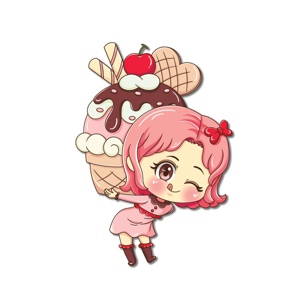 Baker with a cake illustration magnet