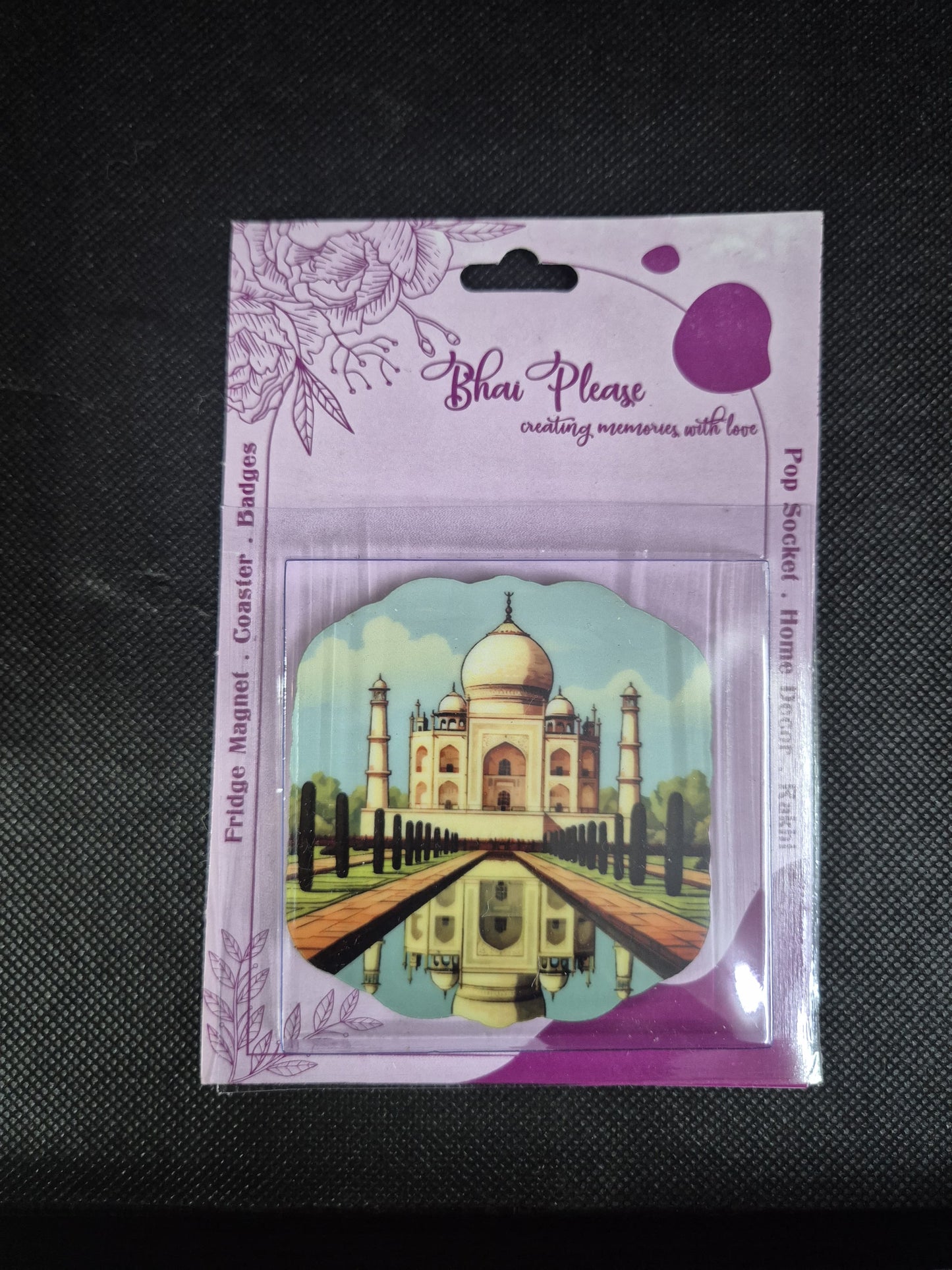 Agra Taj Mahal Wooden Fridge Magnet - Travel Souvenir & Gifting