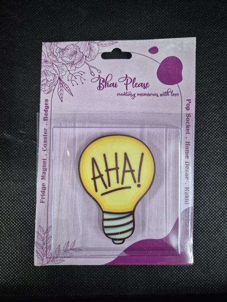 Aha Bulb Wooden Fridge Magnet