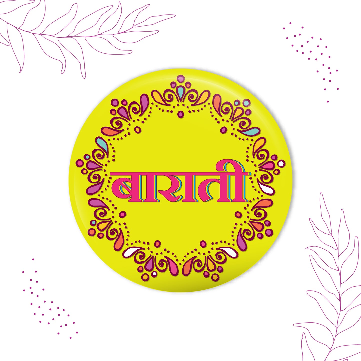 Floral Mandala Baraati Wedding Badge