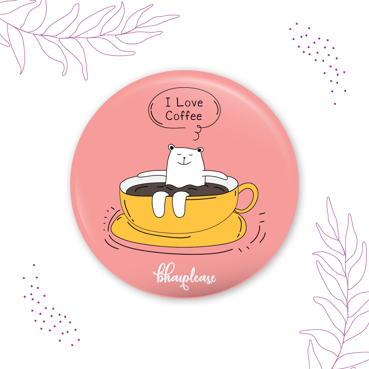 Bear in cup Pin Badge