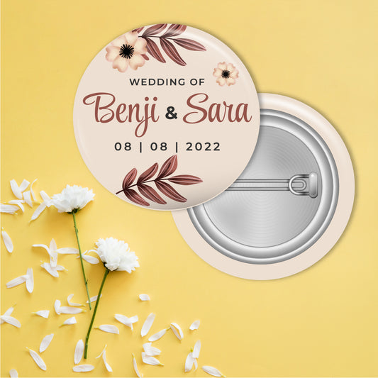 Beige Leaf Wedding Badge