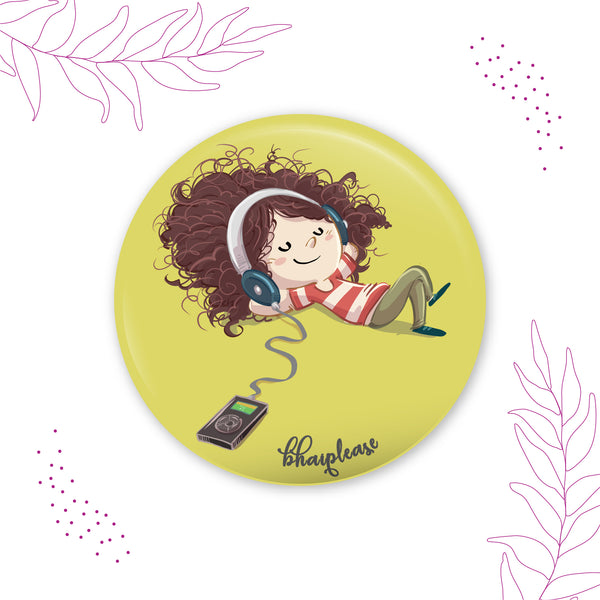 Listening  music Pin Badge