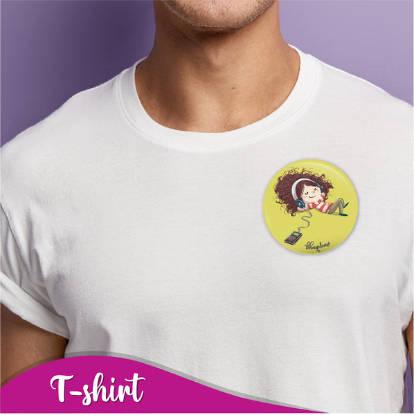 Listening  music Pin Badge