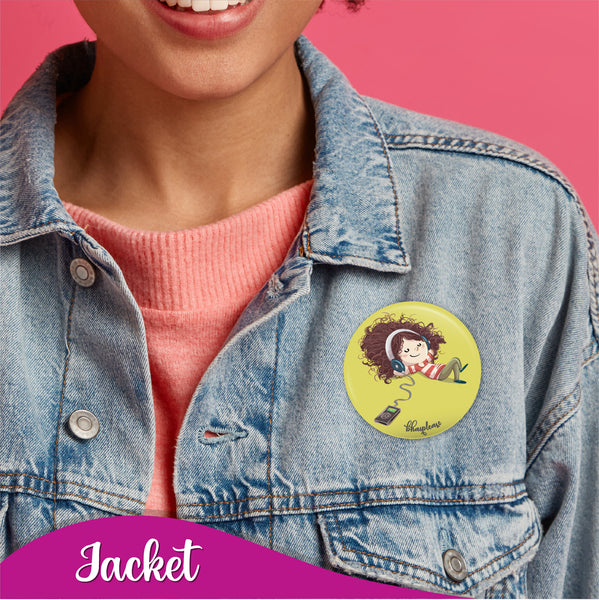 Listening  music Pin Badge