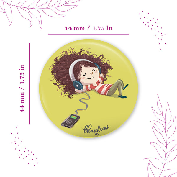 Listening  music Pin Badge
