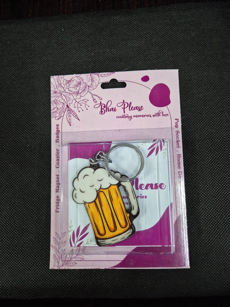 Beer Mug Wooden Keychain