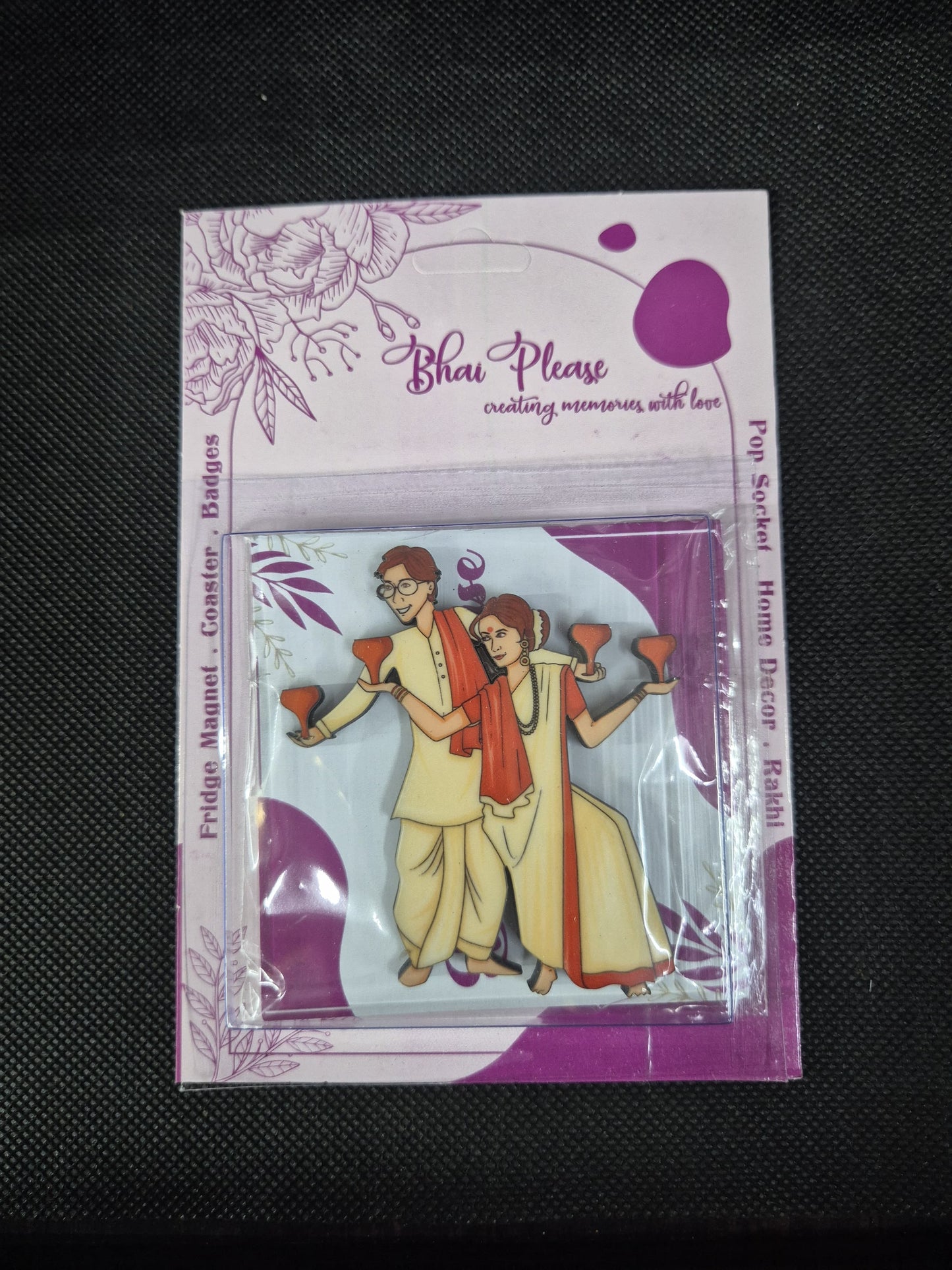 Couple inspired bengali couple fridge magnet quirky and romantic gift