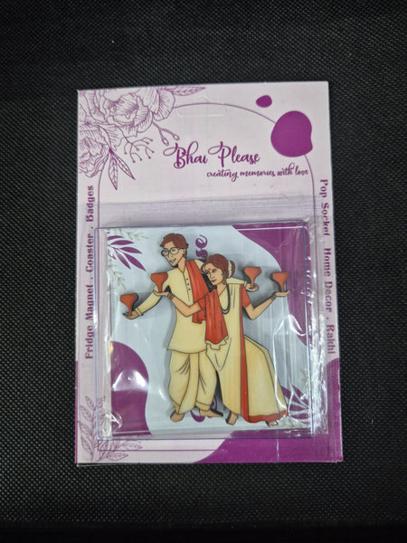 Bengali Couple Wooden Fridge Magnet