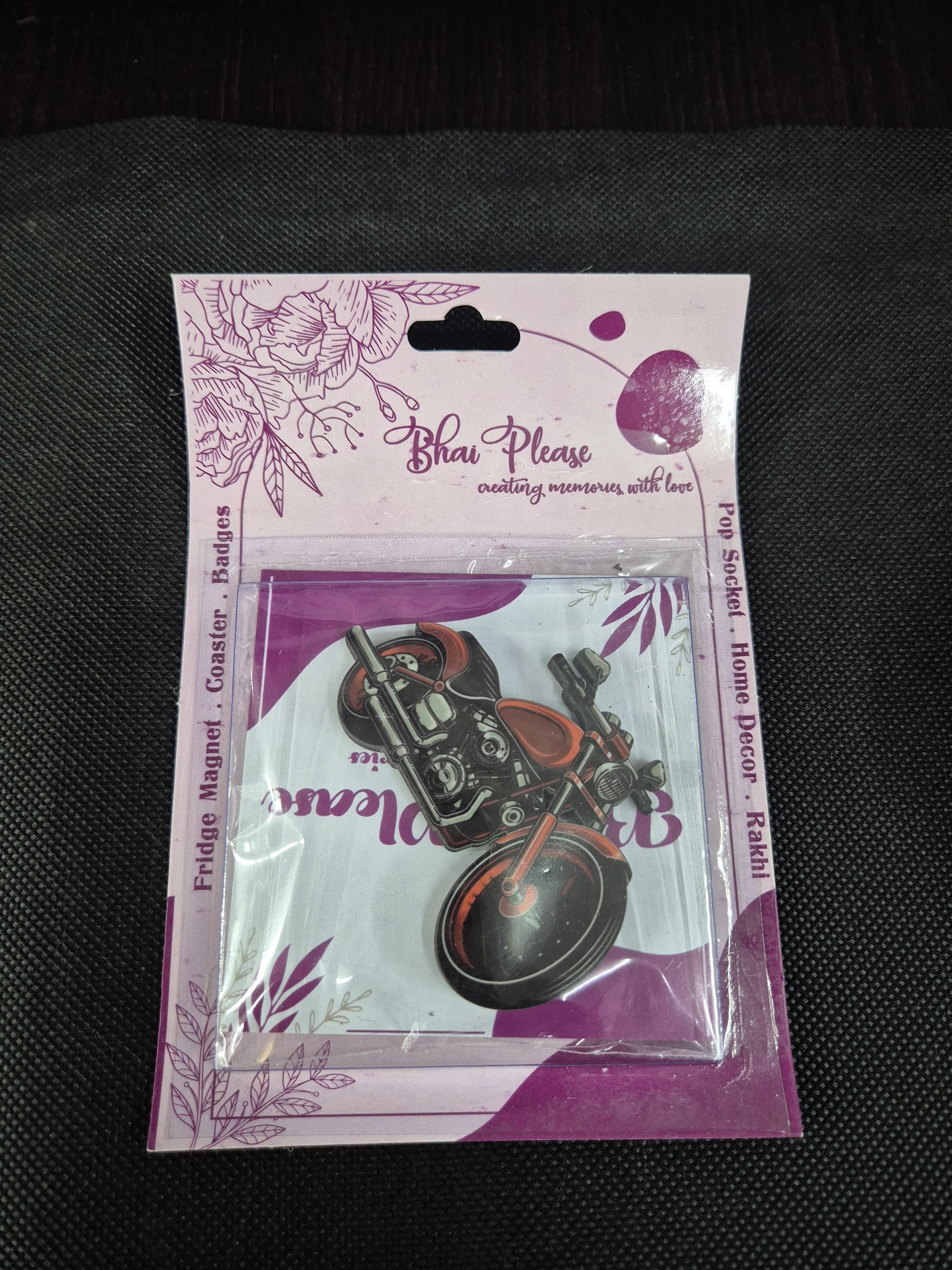 Decorative adventure-themed magnet.