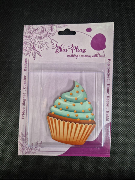 Blue Velvet Cupcake Wooden Fridge Magnet
