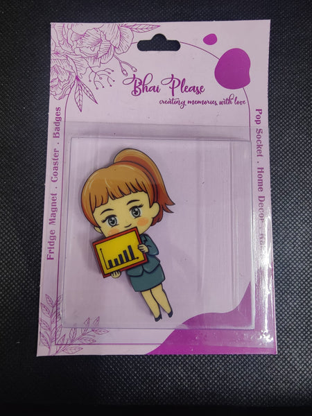 Business Woman Wooden Fridge Magnet