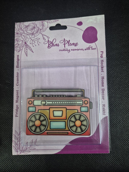 Cassette Player Wooden Fridge Magnet