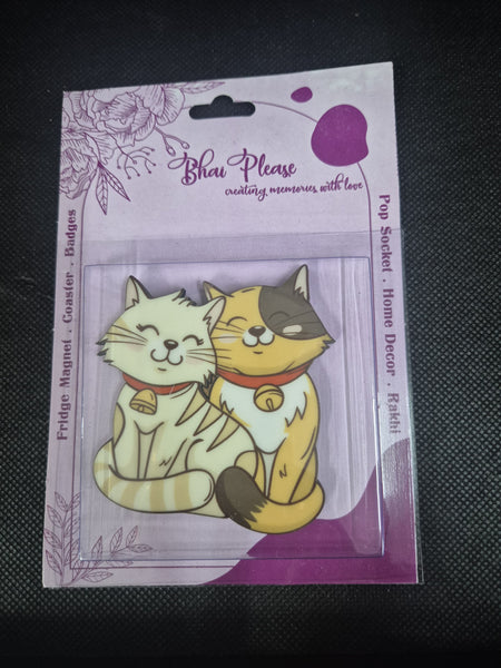 Cat Couple Wooden Fridge Magnet