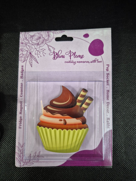 Chocolate Cupcake Wooden Fridge Magnet