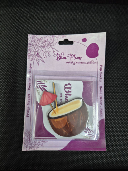 Coconut Brown Wooden Fridge Magnet