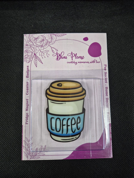 Coffee Can (Blue) Wooden Fridge Magnet